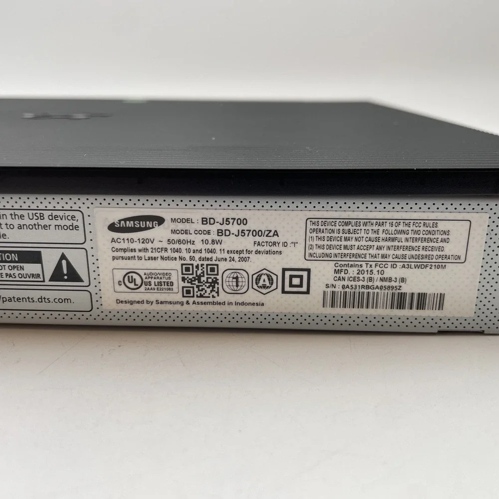 Samsung BD-J5700 Blu-ray & DVD Player Wi-Fi Streaming With HDMI Working W Remote